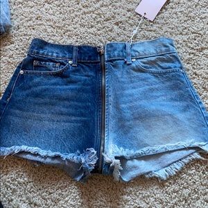 zipper jean shorts